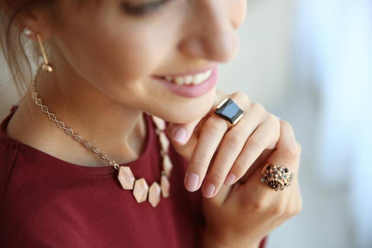 Young woman with fashion accessories, close-up